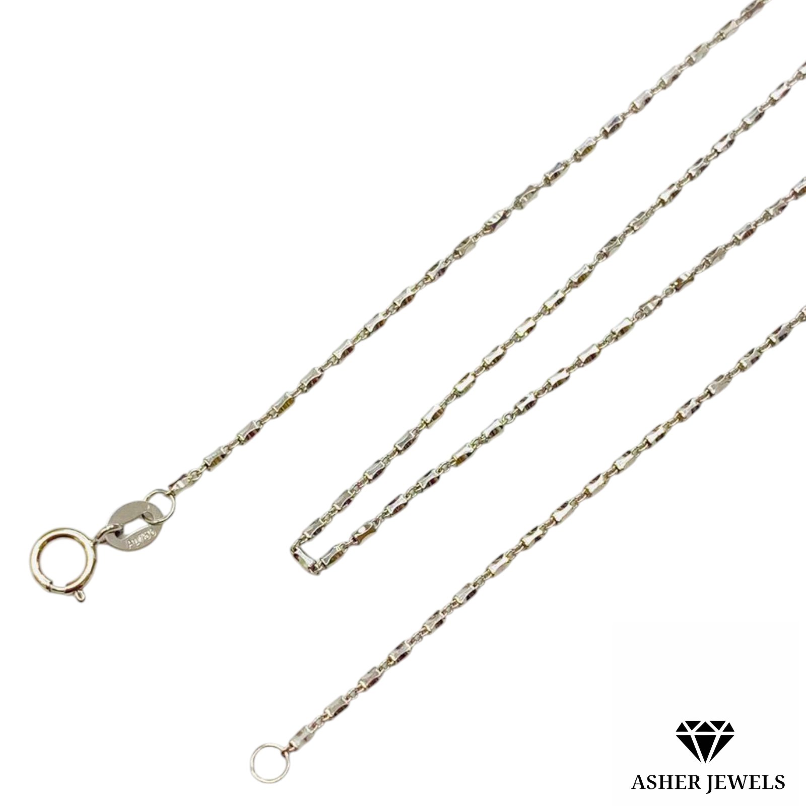 Twisted Link Chain White Gold 18''